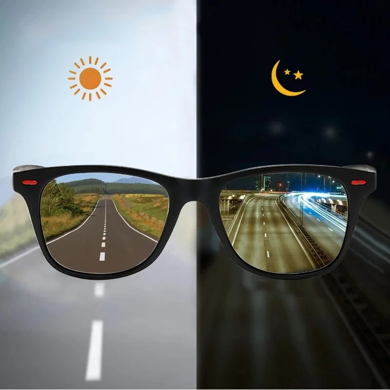 Outdoor Sport Glasses - แว่นกันแดดทรงคลาสสิคสไตล์เรโทรสำหรับผู้ชาย แว่นตากันแดดสำหรับเล่นกีฬากลางแจ้ง มองเห็นได้ทั้งกลางวันและกลางคืน แว่นตาขับรถกลางคืนสำหรับผู้หญิง ป้องกันรังสียูวี 400
